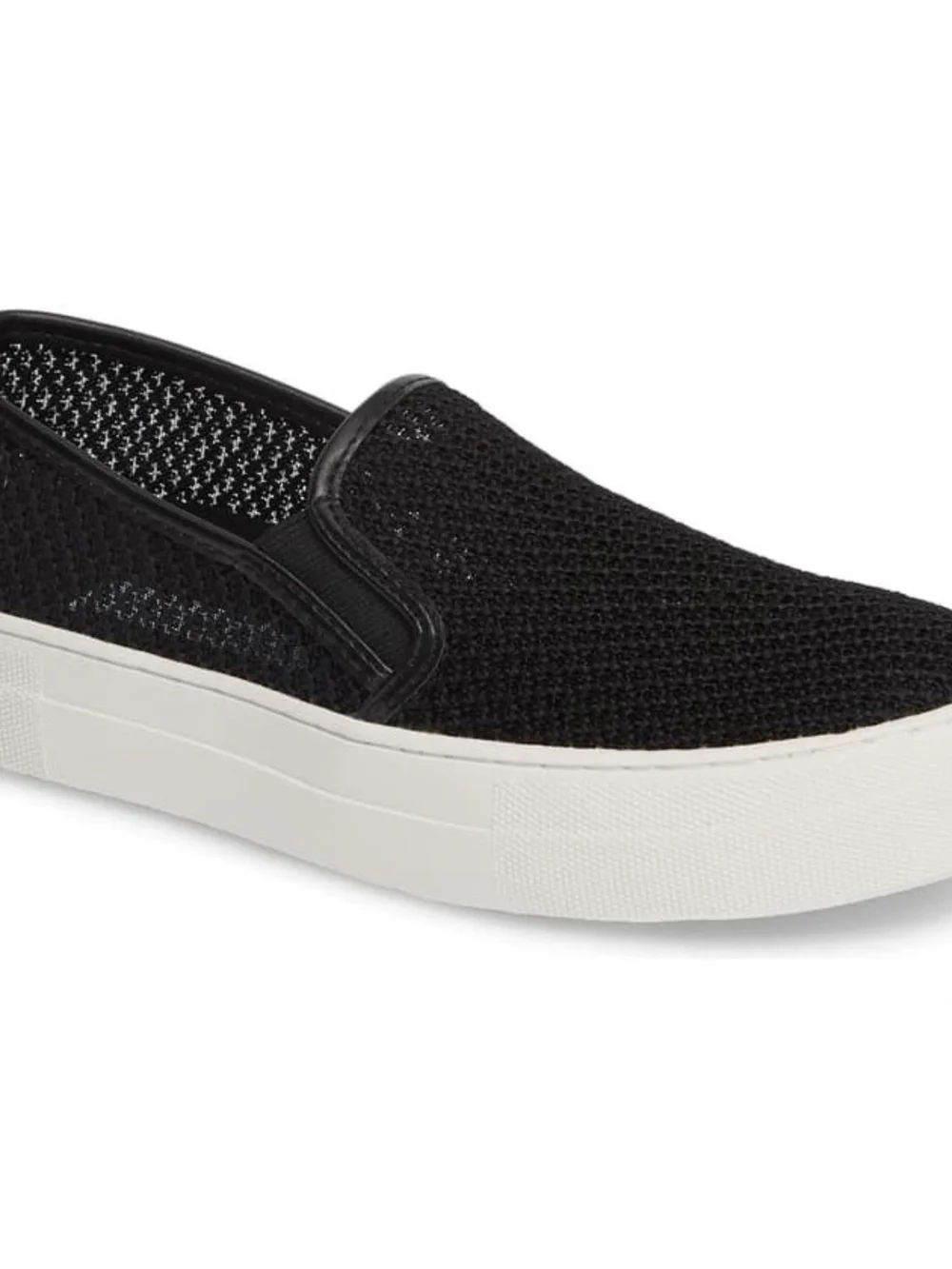 Navy Steve Madden Knit Slip-On Sneaker with White Platform Sole